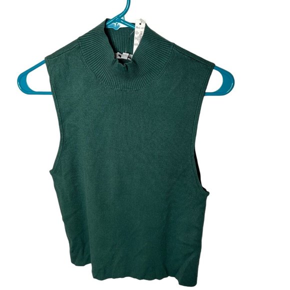 Madewell $55 Signature Knit Mockneck Sweater Tank Spruce Green Size M NM587 - Picture 3 of 7